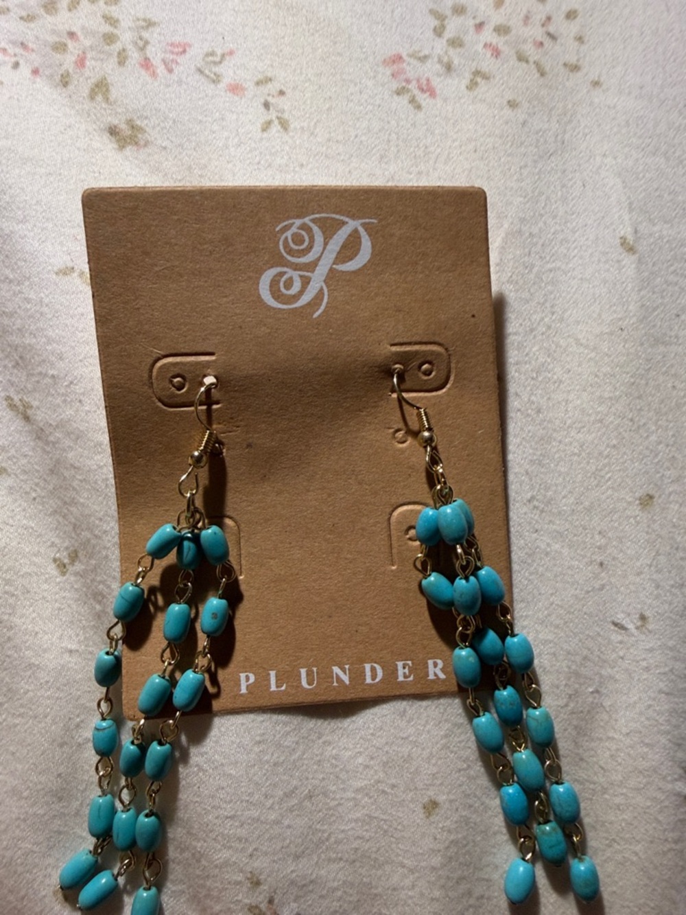 Plunder Turquoise Multi-Strand Beaded Dangle Earrings